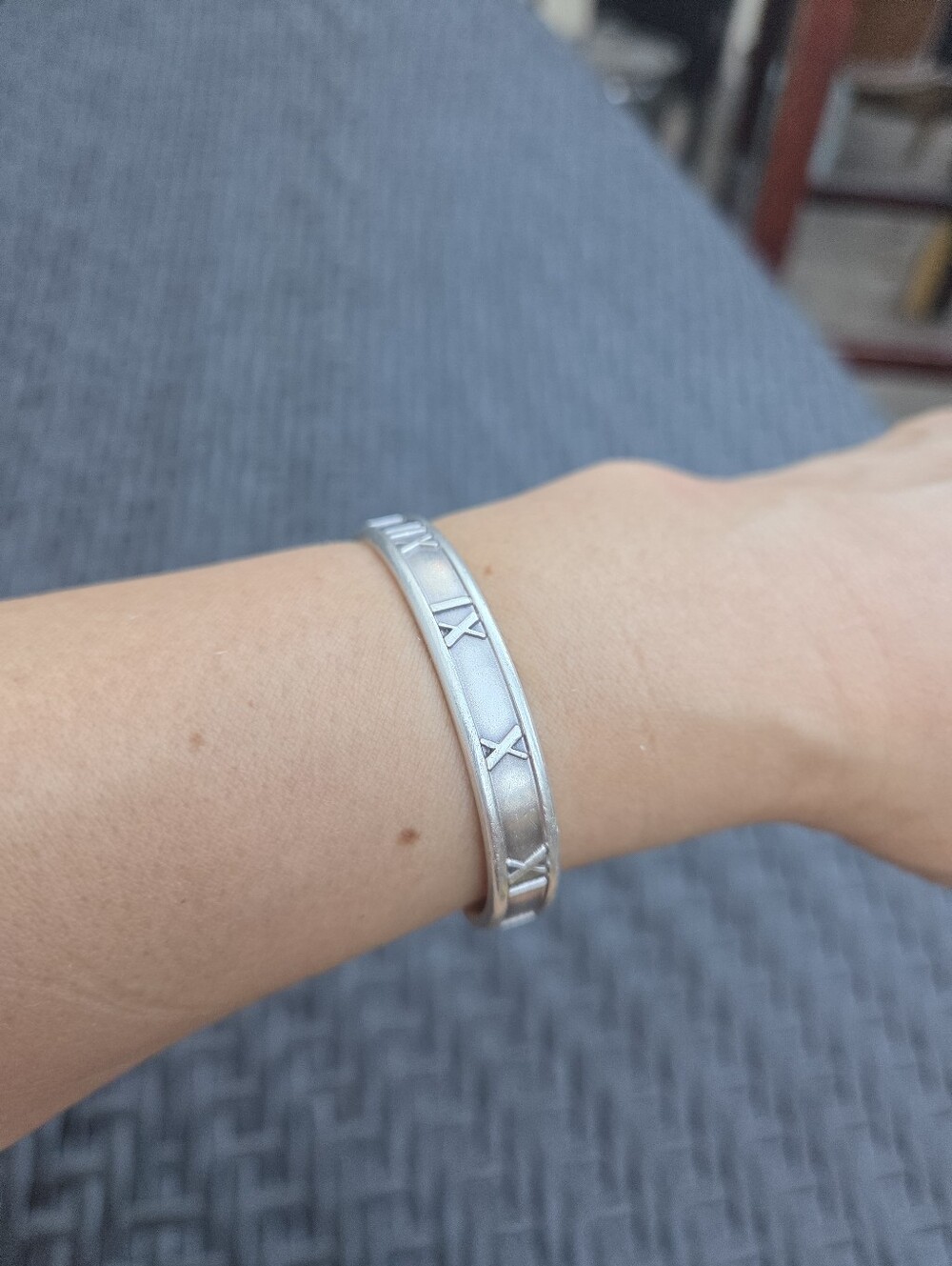 1995 Tiffany &Co Italy Sterling Silver 925 Roman Numerals Bracelet Cuff. 5.5" - Picture 6 of 11